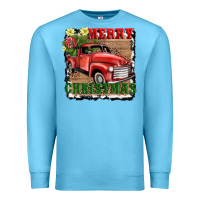 Ocean Blue merry christmas with truck Premium Sweatshirt - AdoDesignShop