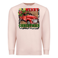 Pale Pink merry christmas with truck Premium Sweatshirt - AdoDesignShop