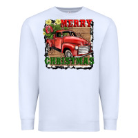 White merry christmas with truck Premium Sweatshirt - AdoDesignShop