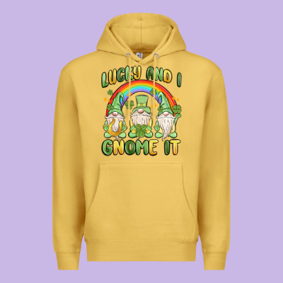 Lucky And I Gnome It Premium Hoodie Designed By Maliassmallbusiness