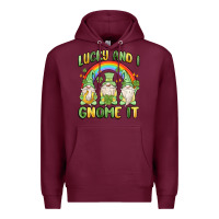 Burgundy lucky and i gnome it Premium Hoodie - MaliasSmallBusiness
