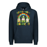 Navy lucky and i gnome it Premium Hoodie - MaliasSmallBusiness