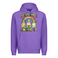 Purple lucky and i gnome it Premium Hoodie - MaliasSmallBusiness