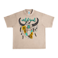 French Oak wild soul boho bull skull Urban Heavy Tee - texasbilliewilder