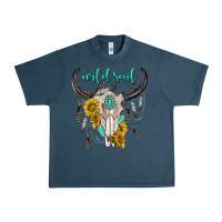 Midnight Navy wild soul boho bull skull Urban Heavy Tee - texasbilliewilder