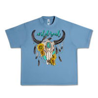 Pebble Blue wild soul boho bull skull Urban Heavy Tee - texasbilliewilder
