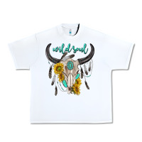 White wild soul boho bull skull Urban Heavy Tee - texasbilliewilder