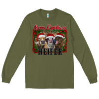 Army Green merry christmas heifer Long Sleeve Tee - RanaPortraitStore
