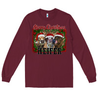 Burgundy merry christmas heifer Long Sleeve Tee - RanaPortraitStore