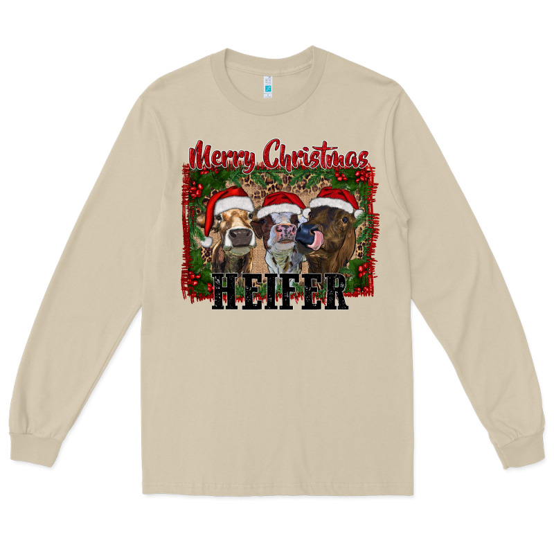 Merry Christmas Heifer Long Sleeve Tee by RanaPortraitStore | Teevron