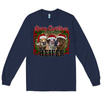 Navy merry christmas heifer Long Sleeve Tee - RanaPortraitStore