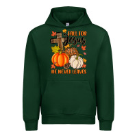 Forest Green fall for jesus he never leaves Urban Hoodie - MaliasSmallBusiness