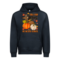 Navy fall for jesus he never leaves Urban Hoodie - MaliasSmallBusiness