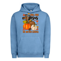 Pigment Pebble Blue fall for jesus he never leaves Urban Hoodie - MaliasSmallBusiness