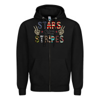 Black stars and stripes Zipper Hoodie - CowhideDigitalArt
