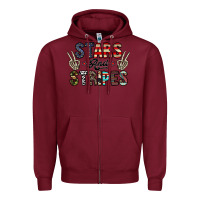 Burgundy stars and stripes Zipper Hoodie - CowhideDigitalArt