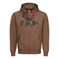 Chestnut stars and stripes Zipper Hoodie - CowhideDigitalArt