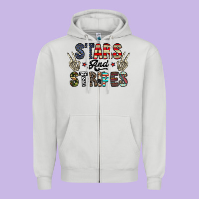 Stars And Stripes Zipper Hoodie Designed By Cowhidedigitalart