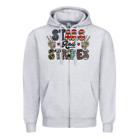 Heather Grey stars and stripes Zipper Hoodie - CowhideDigitalArt
