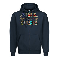 Navy stars and stripes Zipper Hoodie - CowhideDigitalArt