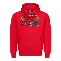 Red stars and stripes Zipper Hoodie - CowhideDigitalArt