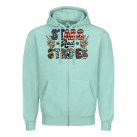 Seafoam stars and stripes Zipper Hoodie - CowhideDigitalArt