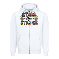 White stars and stripes Zipper Hoodie - CowhideDigitalArt