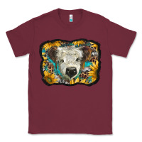 Burgundy white scottish calf with sunflowers western  background Classic Tee - BarkalooDesign