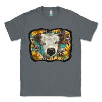 Charcoal Heather white scottish calf with sunflowers western  background Classic Tee - BarkalooDesign
