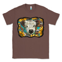 Chestnut white scottish calf with sunflowers western  background Classic Tee - BarkalooDesign