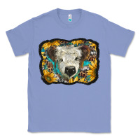 Colony Blue white scottish calf with sunflowers western  background Classic Tee - BarkalooDesign