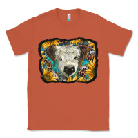 Copper white scottish calf with sunflowers western  background Classic Tee - BarkalooDesign