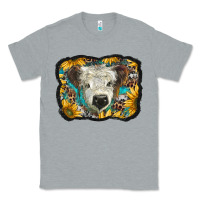 Heather Grey white scottish calf with sunflowers western  background Classic Tee - BarkalooDesign