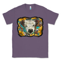 Lavender white scottish calf with sunflowers western  background Classic Tee - BarkalooDesign