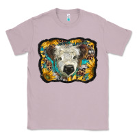 Lilac white scottish calf with sunflowers western  background Classic Tee - BarkalooDesign