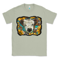 Matcha white scottish calf with sunflowers western  background Classic Tee - BarkalooDesign
