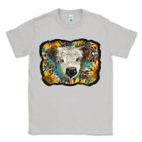 White Scottish Calf With Sunflowers Western  Background Classic Tee | Teevron