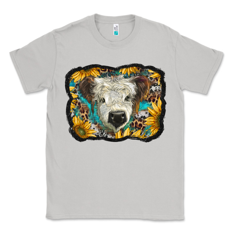 White Scottish Calf With Sunflowers Western  Background Classic Tee by BarkalooDesign | Teevron