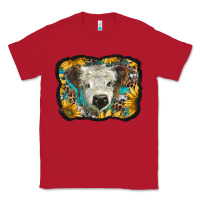 Red white scottish calf with sunflowers western  background Classic Tee - BarkalooDesign