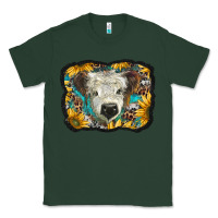 Sports Green white scottish calf with sunflowers western  background Classic Tee - BarkalooDesign