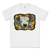 White white scottish calf with sunflowers western  background Classic Tee - BarkalooDesign
