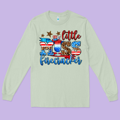 Little Miss Firecracker Long Sleeve Tee Designed By Adodesignshop