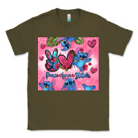 Army Green peace love stitch Classic Tee - Zillion Design Studio