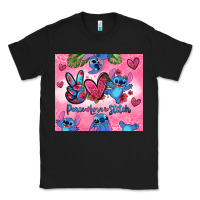 Black peace love stitch Classic Tee - Zillion Design Studio