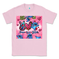 Bubblegum Pink peace love stitch Classic Tee - Zillion Design Studio