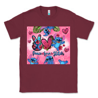 Burgundy peace love stitch Classic Tee - Zillion Design Studio