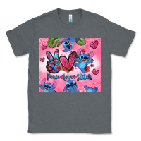Charcoal Heather peace love stitch Classic Tee - Zillion Design Studio