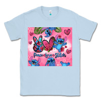 Dusty Blue peace love stitch Classic Tee - Zillion Design Studio