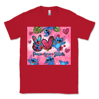 Red peace love stitch Classic Tee - Zillion Design Studio