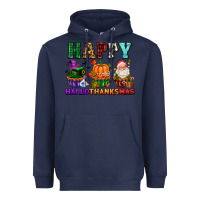 Navy happy hallothanksmas with cupcakes Heavyweight Hoodie - AdoDesignShop